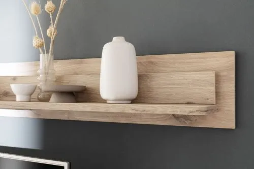 Wohnkombination Palermo 3 | Soft white / Viking Oak | 3-teilig | LED Beleuchtung