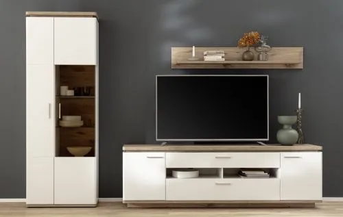 Wohnkombination Palermo1 | Soft white / Viking Oak | 3-teilig | Komplettset