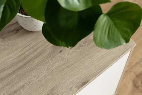 Wohnkombination Santerno | Soft white / Viking Oak | 3-teilig | mit 50 cm Beleuchtung
