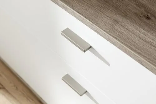 Wohnkombination Santerno | Soft white / Viking Oak | 3-teilig | ohne Beleuchtung