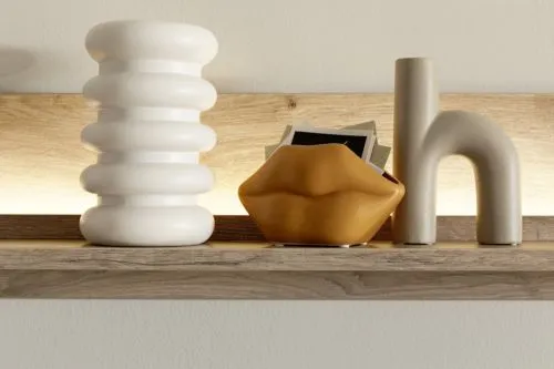 Wohnkombination Santerno | Soft white / Viking Oak | 3-teilig | ohne Beleuchtung