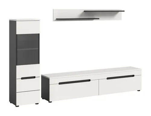 Wohnwand Anbauwand Canu | 2-teilig | weiß / Basalt Grau mit Beleuchtung