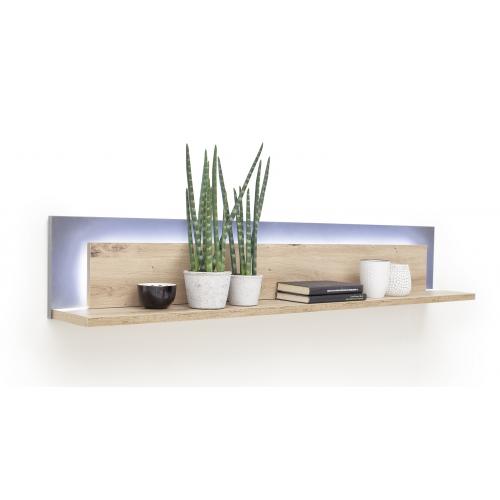 Wohnwand Anbauwand Cortona | Balkeneiche / anthrazit | 4-teilig | LED Beleuchtung