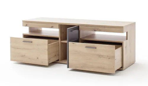 Wohnwand Anbauwand Cortona | Balkeneiche / anthrazit | 4-teilig