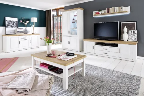 Wohnwand Anbauwand II Brixen | Landhaus modern | Pinie Aurelio / Grandson Oak | 3-teilig