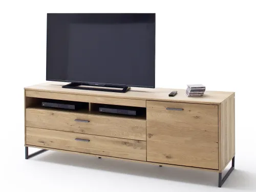 Wohnwand Anbauwand Portland | Asteiche Bianco massiv | 4-teilig