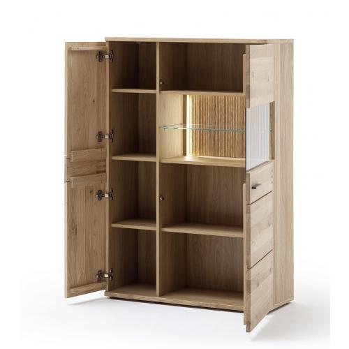 Wohnwand Anbauwand Salvador 1 | Balkeneiche Bianco | 4-teilig | LED Beleuchtung