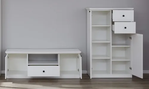 Wohnwand Baxter | weiß | Landhausstil | 2-teilig