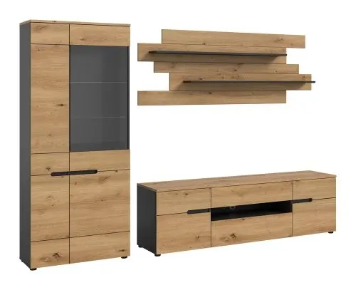 Wohnwand Canu 1 | 3-teilig | Artisan / Basalt Grau