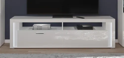 Wohnwand Wohnkombination 1 Skylight | weiß Hochglanz | 4-teilig | LED Beleuchtung